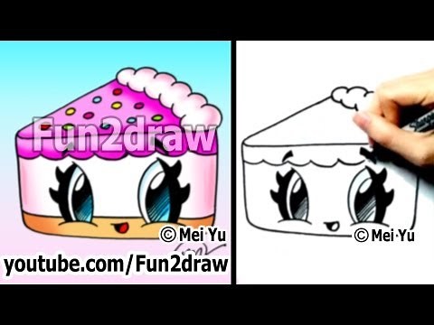 Cute Drawings - How to Draw Kawaii Cartoons - Cake | Fun2draw