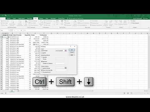 Data sampling with Excel data analysis tool
