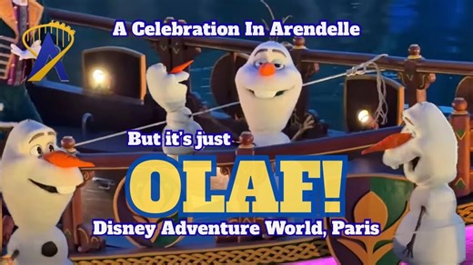A celebration in Arendelle but just the new Olaf animatronic - Disney Adventure World