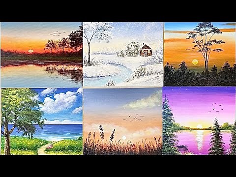 10 Easy Acrylic Painting for Beginners / Acrylic Painting 1 Hours