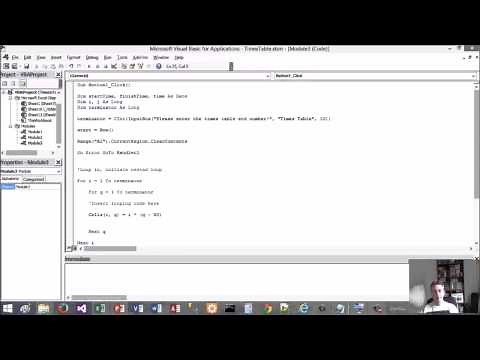 Excel VBA Tutorial 12 - For Loop to create multiplication table