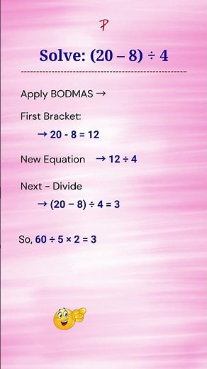 Solve (20 – 8) ÷ 4 Using BODMAS Rule #bodmas