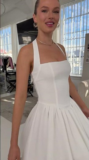 Timeless Elegance ✨ Halter A-Line Dress in Ivory