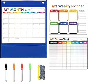 ABCxGOOD Magnetic Calendar for Fridge, Dry Erase Walls Board Magnet Refrigerator, Monthly Weekly Daily Planner Chart for Kids, to do List Chore Chart, Daily notepads for Shopping Grocery List