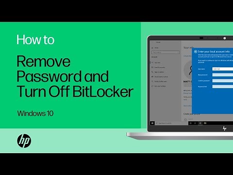 How to Remove your Password and Turn Off BitLocker on a Windows 10 Computer | HP Support