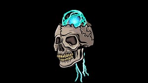 Gothic sign with animated skull