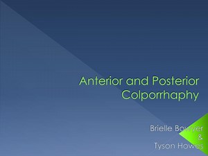 Anterior and Posterior Colporrhaphy - SlideServe