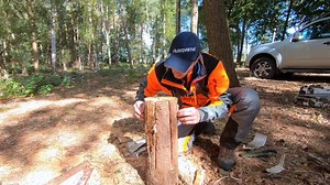 A Swedish fire log is an efficient way to cook or stay warm in the great outdoors. #HTeam member Andy Campbell shows you how to make one in five easy steps. | Husqvarna