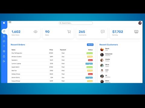 How To Build Admin Dashboard Using HTML CSS & JavaScript step-by-step