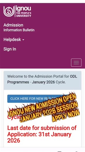 Ignou Breaking on Instagram: "#ignouadmission2026"