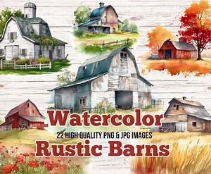 Watercolor Rustic Barn | Barn PNG | Old Barn Clipart | Barn Sublimation | Farm Barn Clipart - Etsy