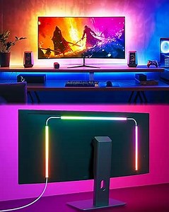 BASON LIGHTING USB Monitor Backlight for 27 inch PC, LED Strip for Monitors, Gaming Monitor Lights, RGB-IC Screen Lights Sync Color LED Strip for Desk Setup Lighting, Music Snyc, Software Control.
