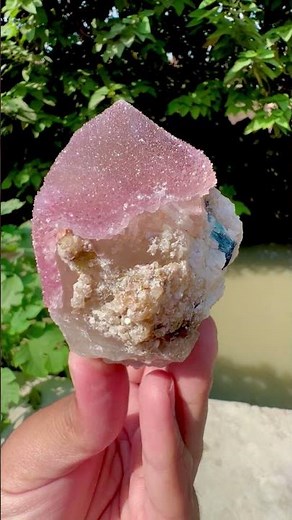 Crystallized Rose Quartz with Indicolite Tourmaline and Microlite on Smoky Quartz from Afghanistan