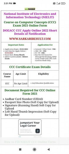 ccc online DOEACC ONLINE FORM nielit