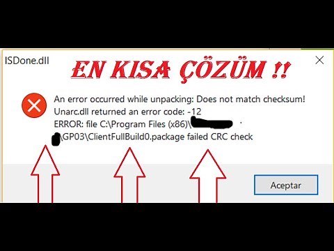 Isdone.dll - Unarc.dll12 Error shortest practical solution 100% - Unarc.dll returned an error cod...