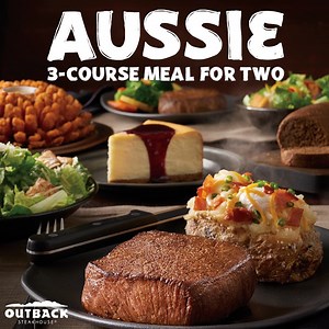 Who are you bringing with you to enjoy the Aussie 3-Course Meal for Two at just $45? See Menu: https://bit.ly/3TlcGjO | Outback Steakhouse - National