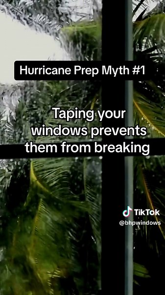 How to prepare for a hurricane? Taping up your windows with X's or other patterns will not stop them from shattering during a hurricane. This common misconception provides a false sense of security. In truth, tape is not strong enough to hold glass panes together under high winds and pressure. Your best defenses are impact-resistant windows. #hurricaneprep #stormwatch #breakingnews #floridaweather #miami #tropicalstorm