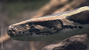 The ball python (Python regius), also called the royal python, is a python species native to West and Central Africa, where it lives in grasslands, shrublands and open forests Stock Video