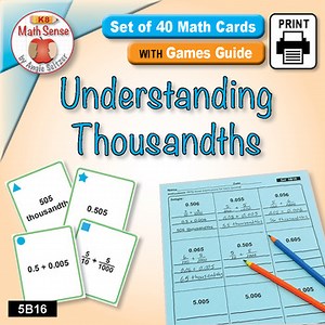 Thousandths: Math Sense Card Games & Activities 5B16 | Decimal Place Value