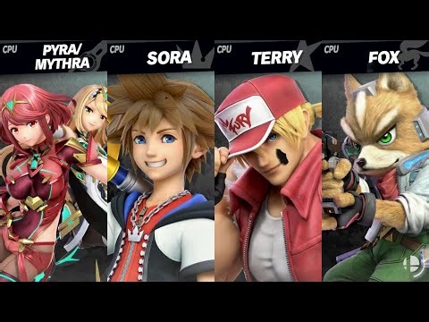 Super Smash Bros. Ultimate - Pyra-Mythra vs Sora vs Terry vs Fox