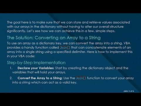 How to Use an Array as a Key in a Dictionary Object with VBA