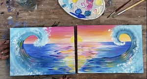 Wave Painting - Step By Step Acrylic Tutorial For Beginners