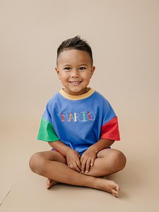 Custom Embroidered 90s Colorblock T-shirt Romper or Oversized Tee Set - Choice of Bottoms - Etsy