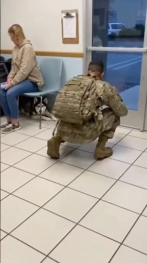 Dramatic Husky crying seeing his Soldier Dad 😭 #dog