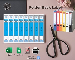 Printable Folder Back Labels: Excel & Google Sheets Template (digital Download) - Etsy