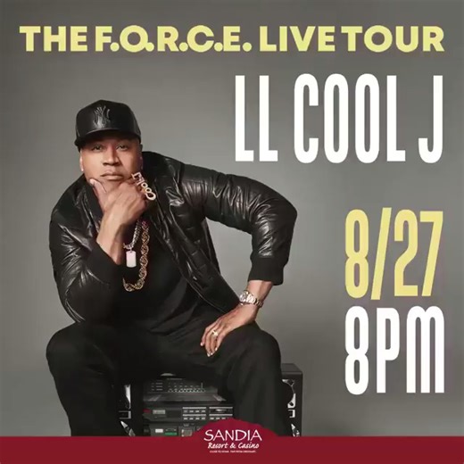 The Sandia Amphitheater welcomes LL Cool J & The F.O.R.C.E. Live Tour featuring The Roots, DJ Jazzy Jeff, Rakim, Big Boi, and Bone Thugs-N-Harmony on Sunday, August 27th!  Tickets are still available, but won't be for long! Get yours today! ️ https://bit.ly/40RY52M | Sandia Resort & Casino | Facebook