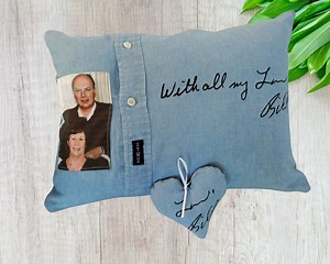 Memory Shirt Pillow With Handwriting and Picture, Made From Clothing, Personalized Photo Pillow, Grief Gift, Bereavement Gift, in Memory - Etsy