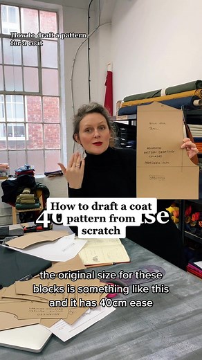 How to design a pattern for a simple coat using basic bodice blocks. Bodice blocks can be designed to any size & shape, with any ease you like. 40cm ease doesn’t even make it oversize. Using bodice blocks you can draft a pattern for ANY top garment: from bras to shirts & oversized jackets. #patterndrafting #patternmaking #coatpattern #coatdesign #bodiceblock #patternsewing #madetomeasurewardrobe #fashiondesign