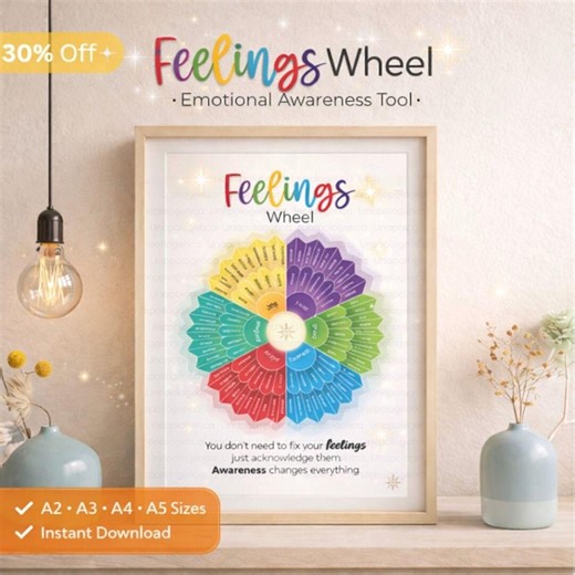 Feelings Wheel | Feelings Chart | Calming Corner | Emotions Wheel | Emotions Chart | Coping Skills | Emotional Awareness | Color Wheel - Etsy