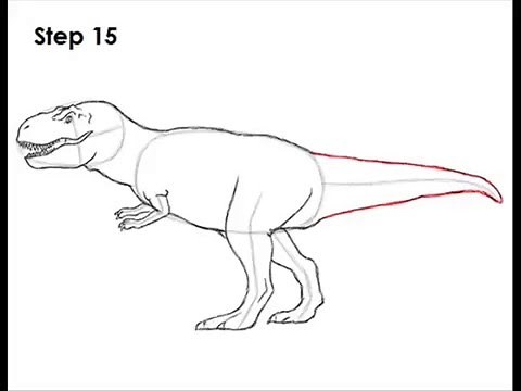 how to draw t rex step by step