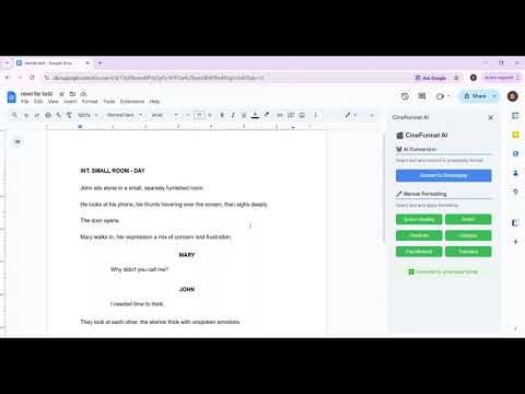CineFormat AI – Convert Any Text Into Screenplay Format in Google Docs