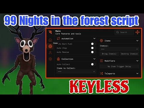 99 Nights in the Forest SCRIPT | Free Re-Roll, Bring Items, KillAura, Farm Diamonds & More! NO KEY