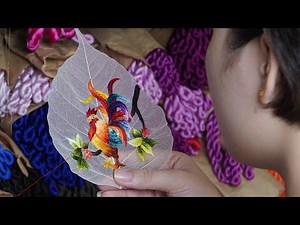Unique Hand Embroidery on Bodhi Leaves - Hand Embroidery Art #11