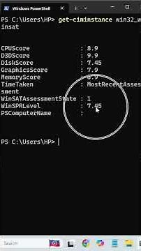 CHECK LAPTOP PERFORMANCE INDEX USING WINSAT (WINDOWS EXPERIENCE SCORE)