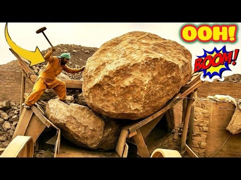 PLAYING with GIANT Rocks! ASMR Rock Quarry CRUSHING Operations - Primary Jaw Crusher in Action.