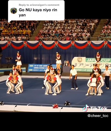 Japan Braves Cheerleaders with Iconic Toe-Touch-Catch Pyramid