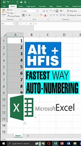 87K views · 2.7K reactions | 퐀퐋퐓 + 퐇퐅퐈퐒 - Excel Shortcut and Fastest Way Auto-Numbering! ⚡️ #ExcelTips #ProductivityHacks #NumberingMagic #ExcelTutorial | DieT | Facebook