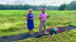 BI-RITE SUPER MARKET owner David Wrenn, surrounded by his wife, family members, friends and supporters, held a groundbreaking ceremony Sunday morning for a new store that will be built at the corner of Ellisboro Road and N.C. 65 in Stokesdale, just “down the road” from where the store has been located for over 50 years. The new store will be about three times larger than the existing one, with expanded parking. Construction is expected to get underway soon and take about 9-10 months to complete.