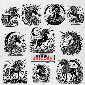 Magical Unicorn SVG Bundle – Enchanting Unicorn Silhouettes for Cricut, Sublimation, DIY Crafts, and Home Decor - Etsy