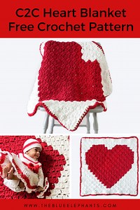 C2C Heart Blanket: Free Crochet Blanket Pattern | The Blue Elephants