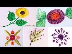 "5 Easy Flower Embroidery Designs for Beginners 🌸 | Step-by-Step Tutorial"