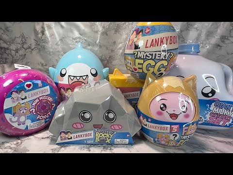 ASMR Unboxing Lankybox Giant Milky Mystery Egg Mini Foxy Mystery Box Thicc Shark Donut Rocky