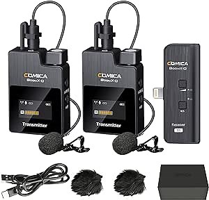 Amazon.com: COMICA Wireless Microphone for iPhone, BoomX-D MI2 2.4G Dual Wireless Lavalier Microphone for iPhone Video Recording, Lapel Mic for iOS Vlogging YouTube Facebook Tiktok Livestream Interview : Musical Instruments