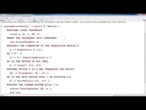 How to Compute the Steady-State Vector of a Markov Chain in Maple