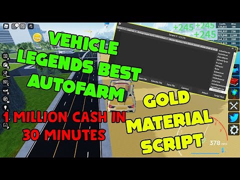 ROBLOX VEHICLE LEGENDS BEST SCRIPT/HACK | 1 MILLION IN 30 MINUTES | GOLD MATERIAL AND BEST AUTOFARM