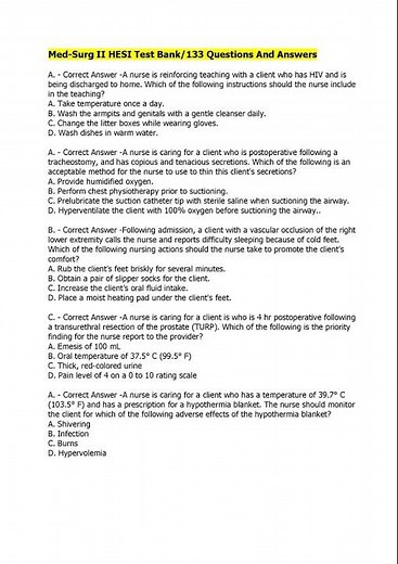 Med Surg II HESI Test Bank 133 Questions And Answers